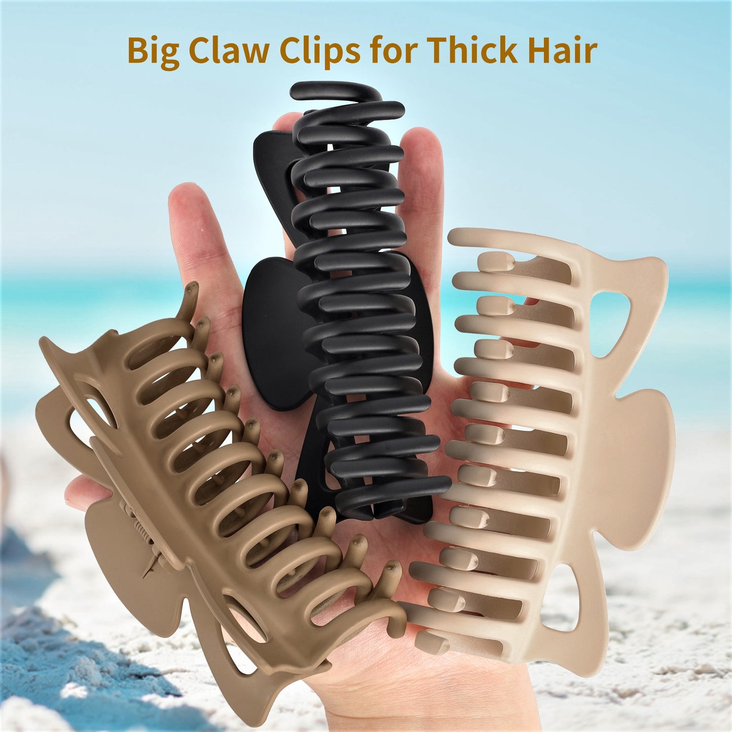 4pcs Big Hair Clips For Women (Neutral)