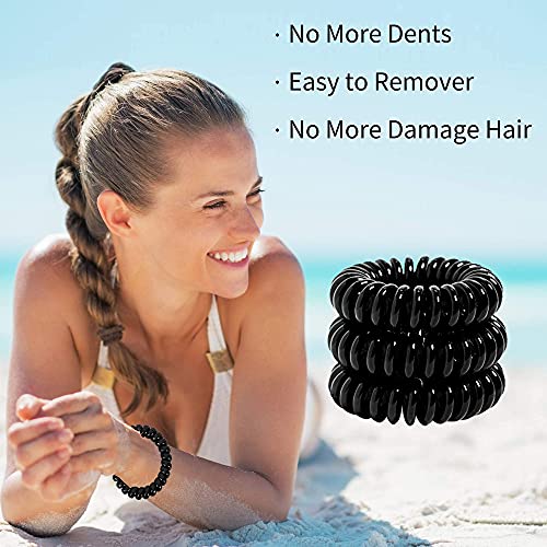 50Pcs Spiral Hair Ties Black Clear