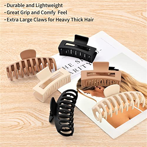 6pcs Hair Claw Clips Neutral Colors