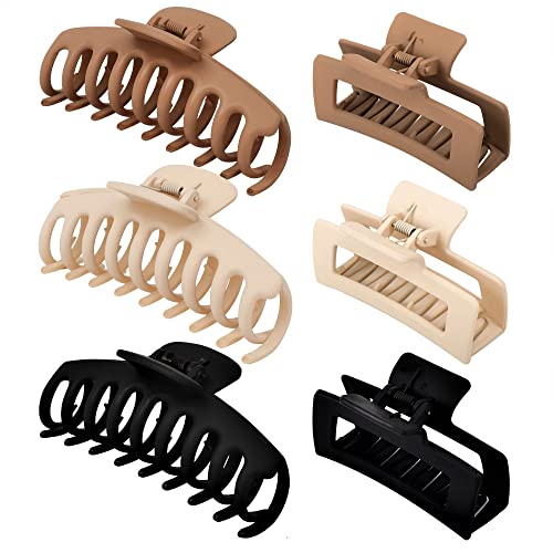 6pcs Hair Claw Clips Neutral Colors