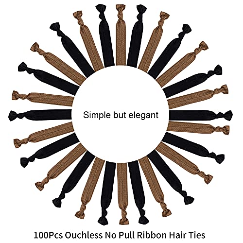 100pcs Hair Tie Ribbons Black/Brown