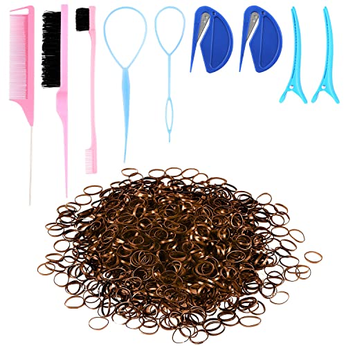 Mini Rubber Bands Brown Hair Tools