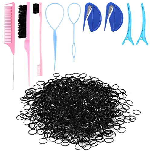 Rubber Hair Bands With Cutter Remover (Black)