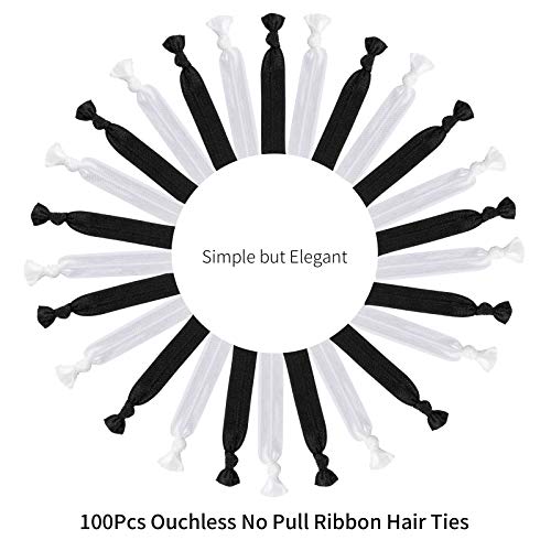 100 Pcs Ribbon Hair Ties Black White