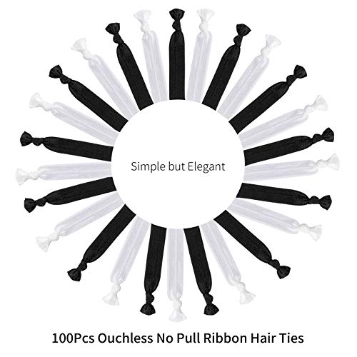 100 Pcs Fabric Hair Ties Black /White