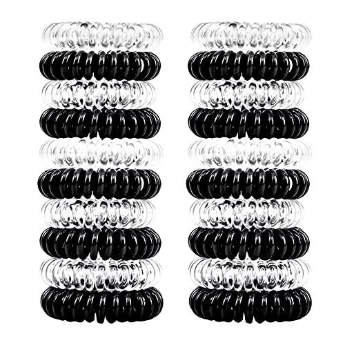 50Pcs Spiral Hair Ties Black Clear