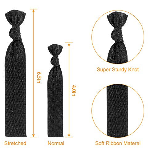 200pcs Elastic Hair Ties Black Fabric