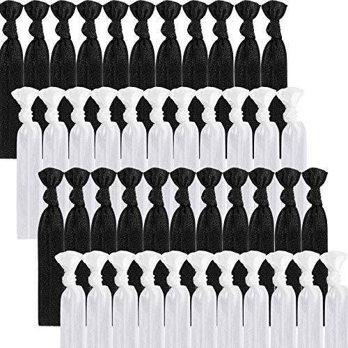 100 Pcs Ribbon Hair Ties Black White